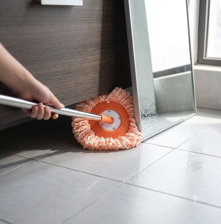 360° Twisting Microfiber Cleaning Mop - Adjustable Long Handle Sunflower Mop for Ceiling, High Walls, Mirrors & Car Cleaning