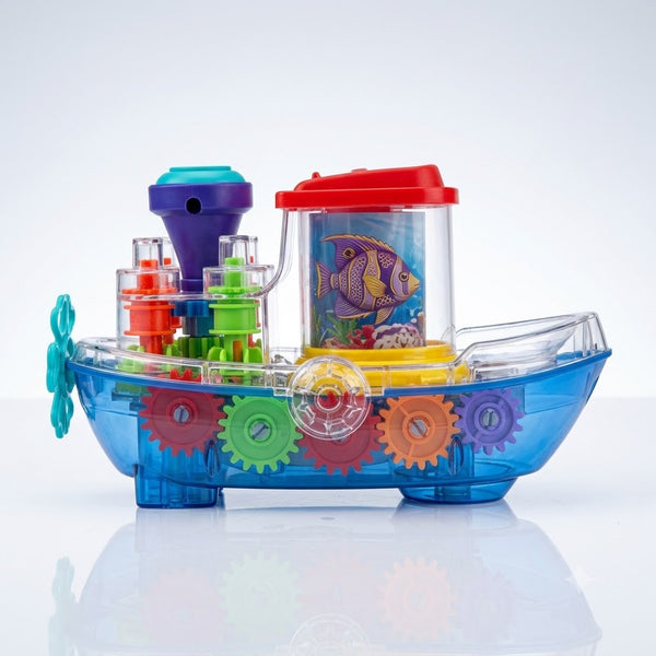 Musical Gear Ship Toy with Crystal Fish Lamp