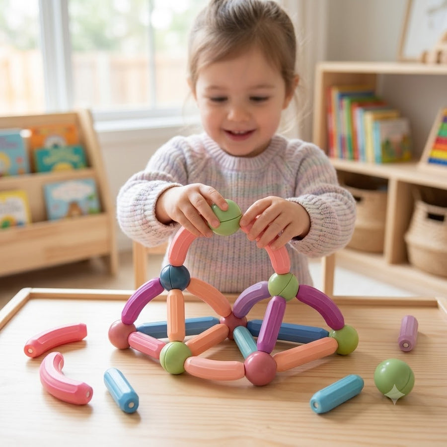 36-Piece DIY Magnetic Sticks Building Set - Multi-Color Educational Magnet Toys Set for Toddlers with Gift Box