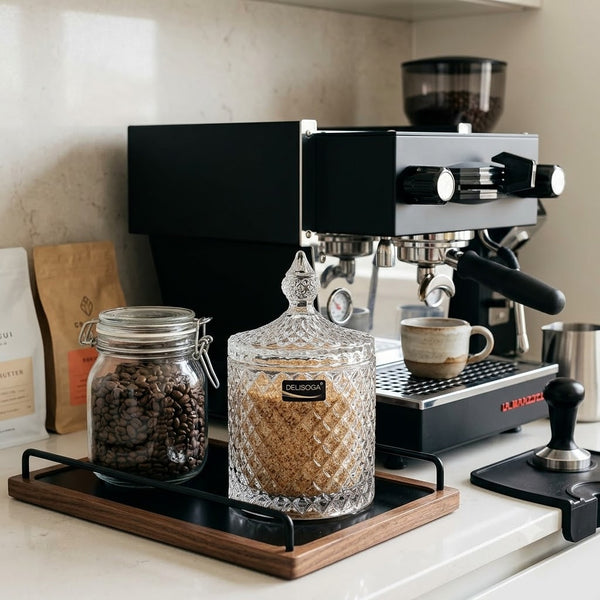 Premium Deli Glassware Sugar Pot with Lid – Stylish Tea & Coffee Table Dispenser