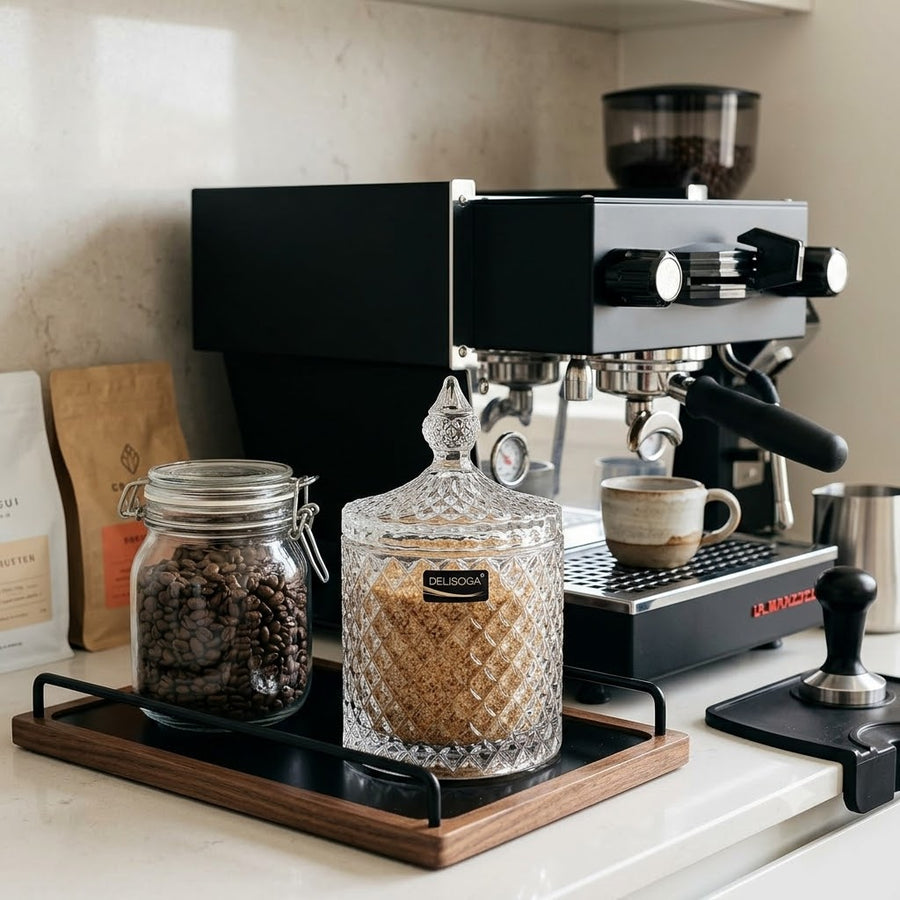 Premium Deli Glassware Sugar Pot with Lid – Stylish Tea & Coffee Table Dispenser