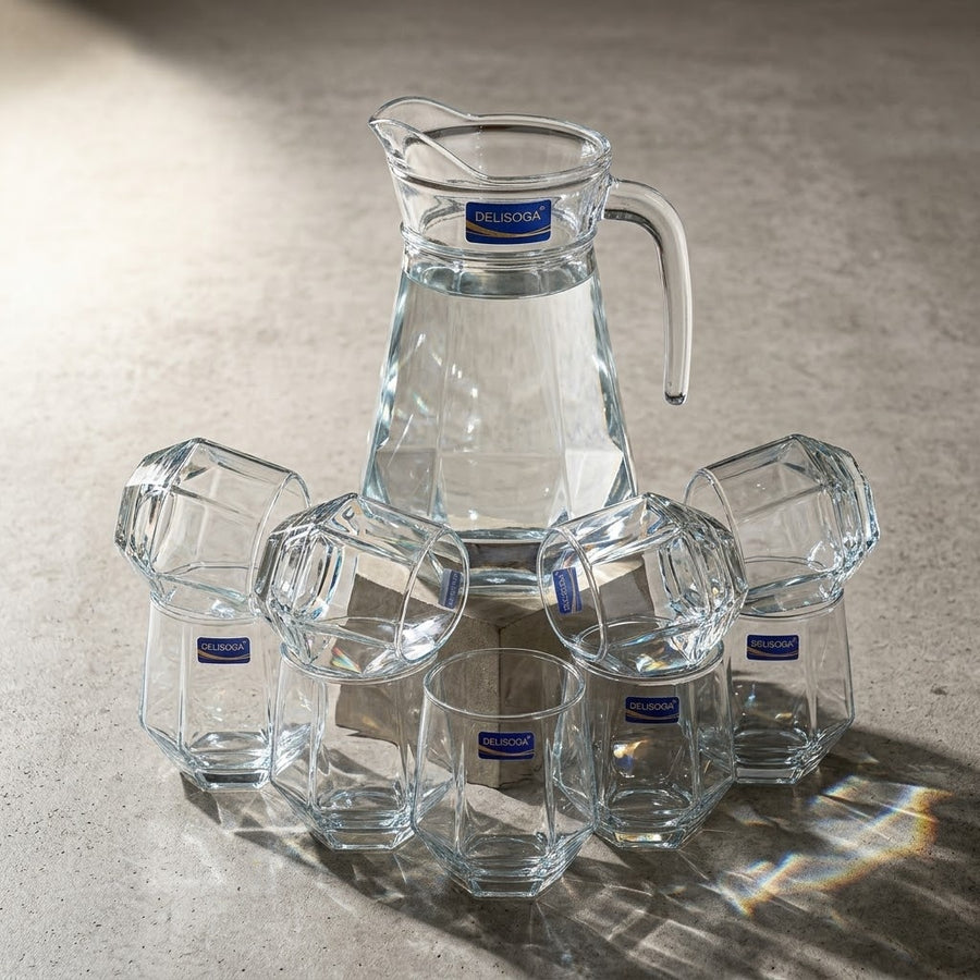 Deli Glassware Water Jug Set 7 Pcs - Classic