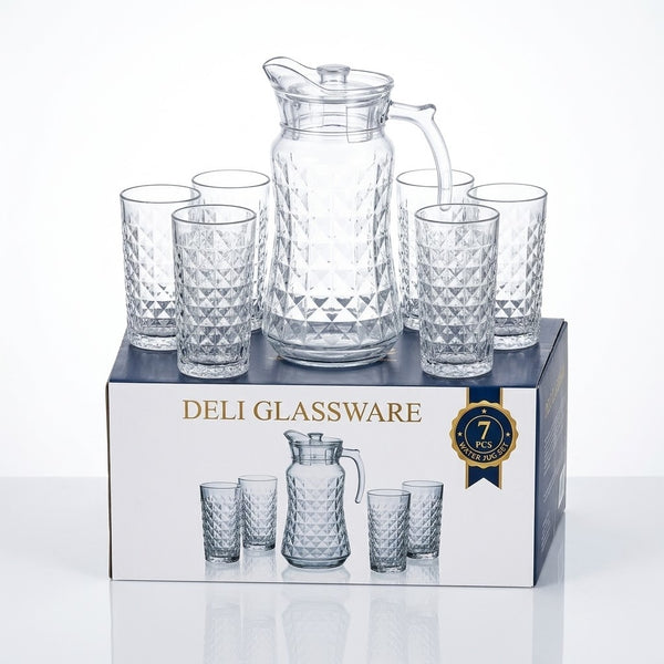 Deli Glassware Water Jug Set 7 Pcs - Premium